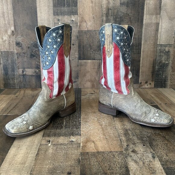 JB Dillon JBR2009 Square Toe Flag Suede Western Cowboy Boots Mens 11 EE - Picture 12 of 12